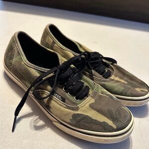 Vans Green and Black Camouflage Shoes